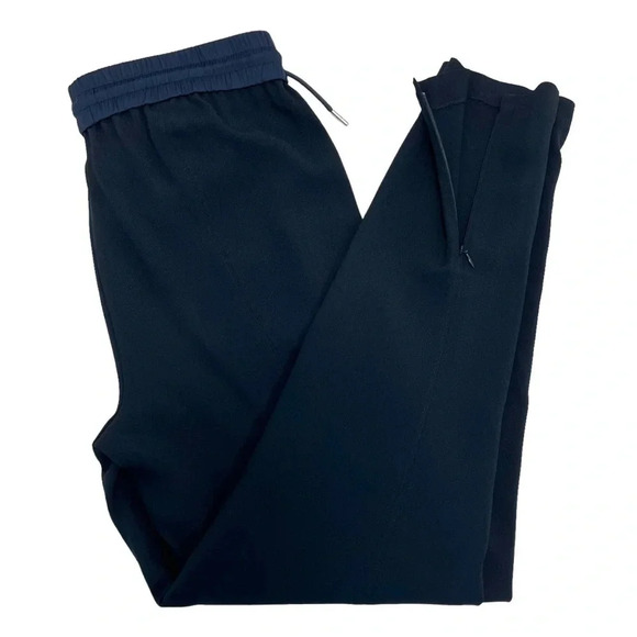 Theory Crepe Navy Blue Drawstring Waist Pull On Pants Zip Ankle Casual Size S - Picture 6 of 10
